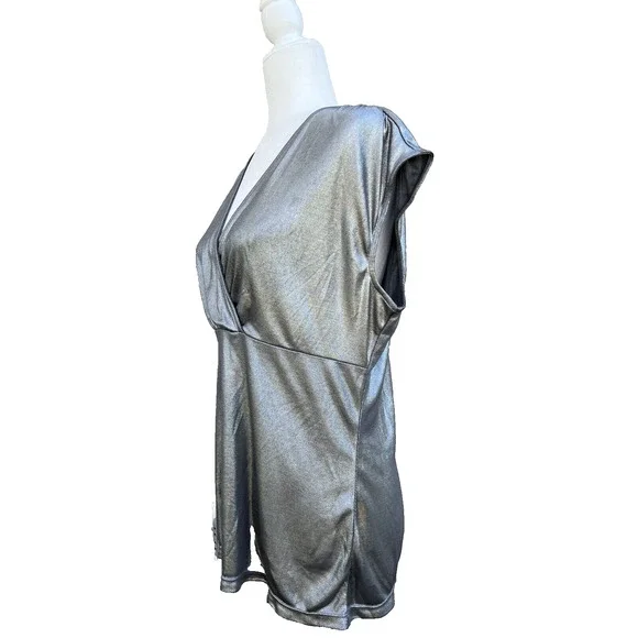 Ann Taylor women silver top business party work to wear size XL A000188 - Picture 2 of 7